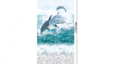 Стеновая панель ПВХ Panda Море Дельфины, комплект 4 шт